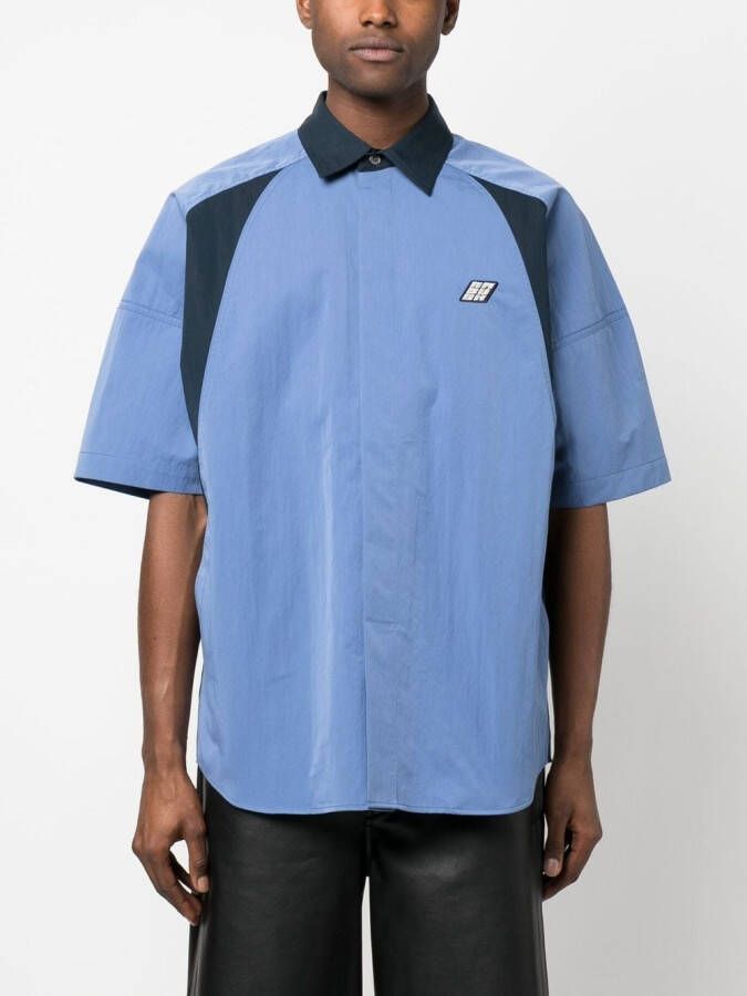 AMBUSH Bowling shirt DUSTY BLUE BRILLIANT WHITE