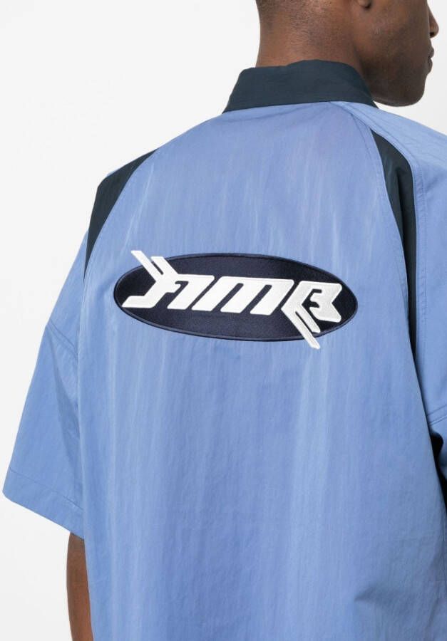 AMBUSH Bowling shirt DUSTY BLUE BRILLIANT WHITE
