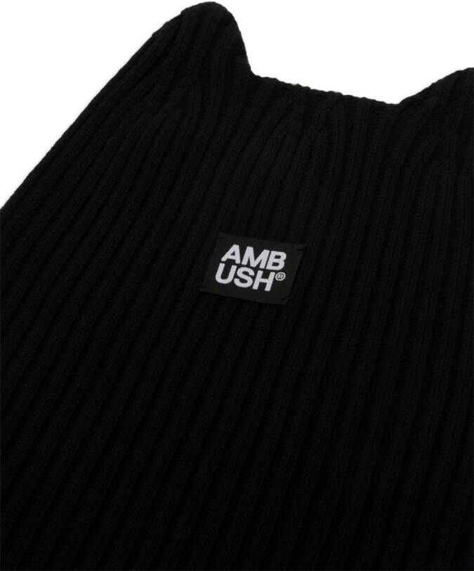 Ambush Zwarte Rave Ribgebreide Balaclava met Dierenoren Black