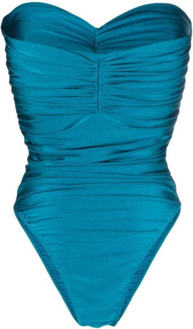 Amen Blouse met ruches Blauw