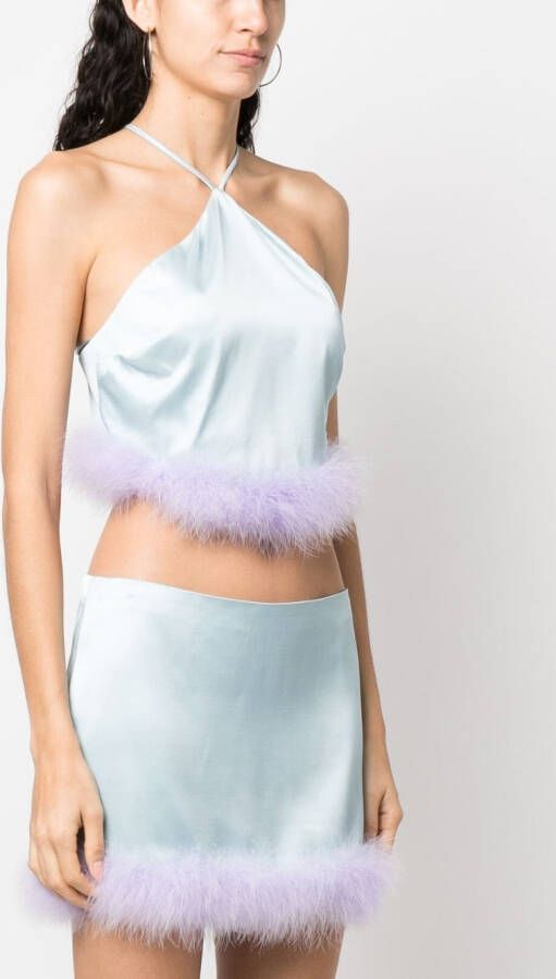 Amen Top met afwerking van imitatiebont Blauw