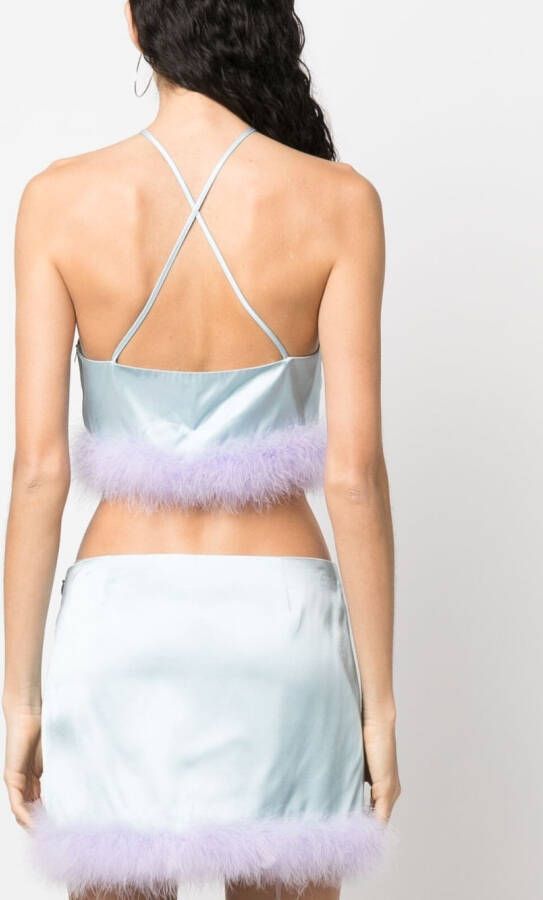 Amen Top met afwerking van imitatiebont Blauw