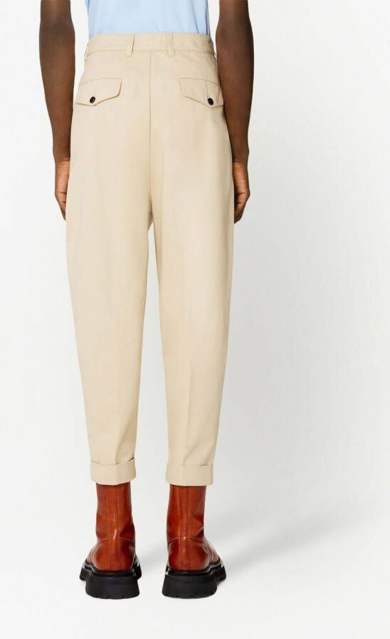 AMI Paris Cropped broek met verlaagd kruis Beige