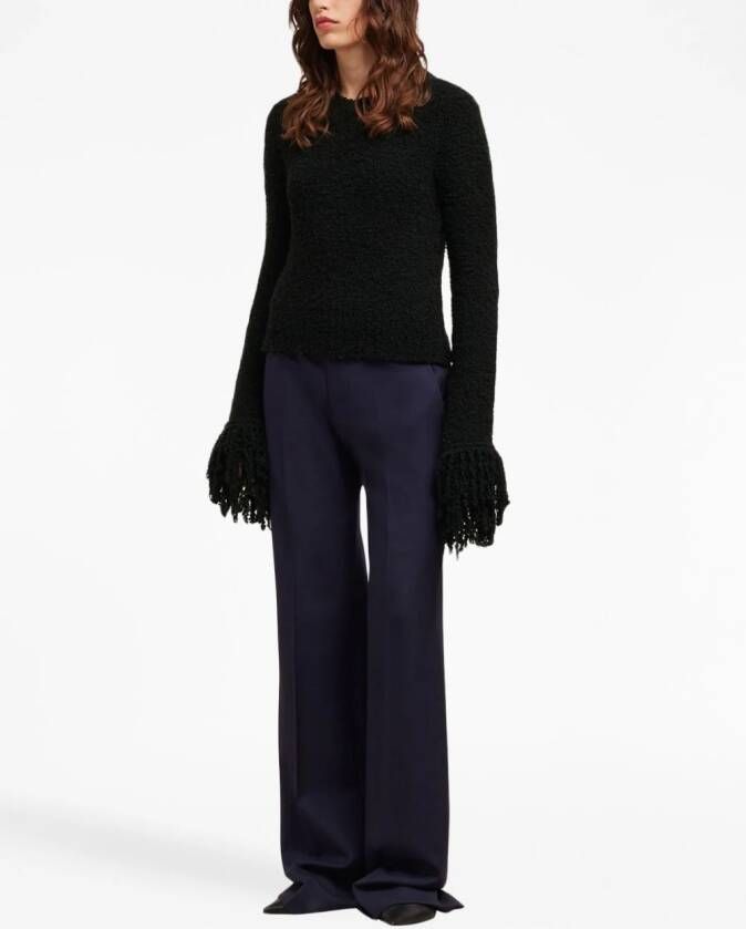 AMI Paris Cropped trui met franje Zwart
