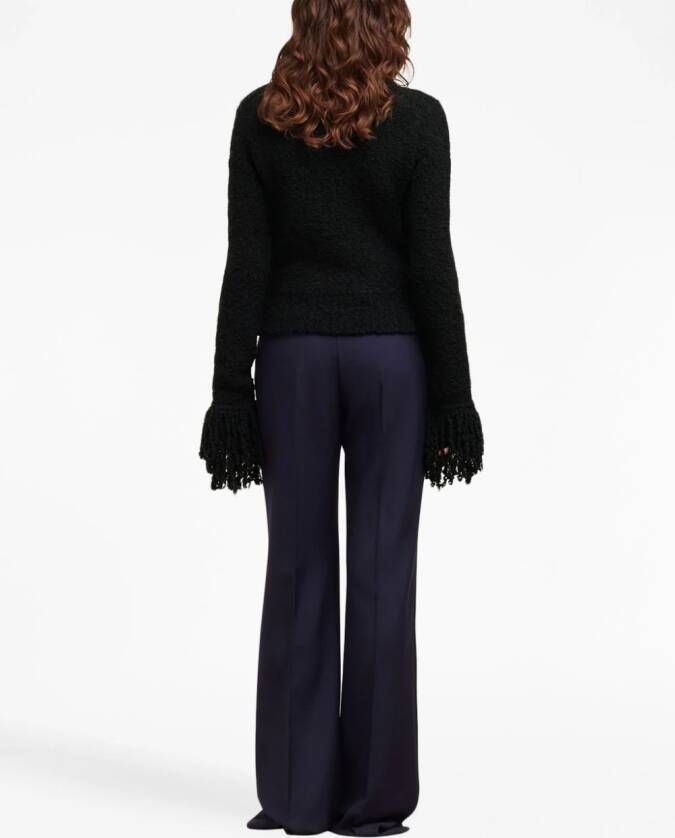 AMI Paris Cropped trui met franje Zwart