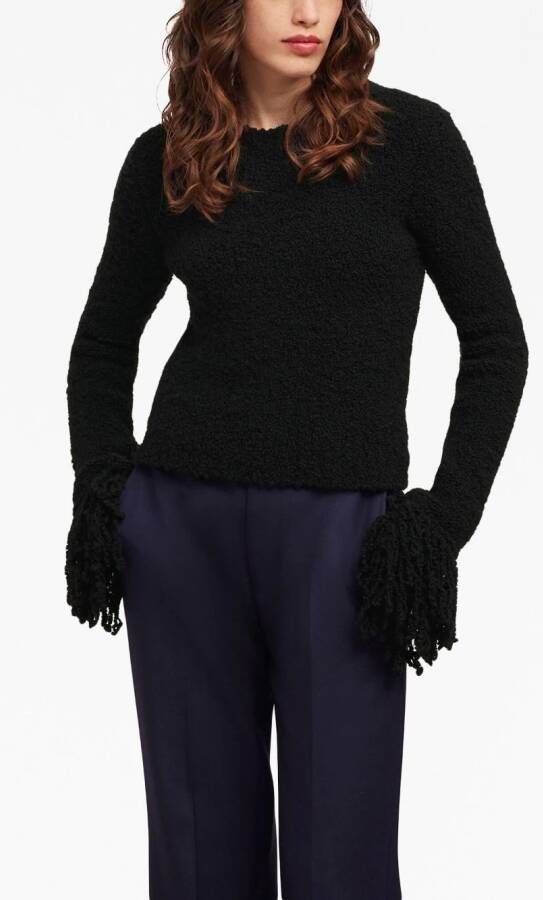 AMI Paris Cropped trui met franje Zwart