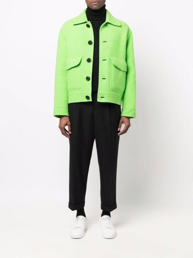 AMI Paris Fleece shirtjack Groen