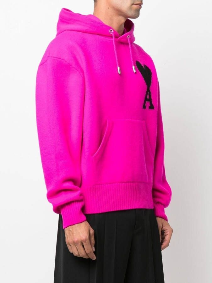 AMI Paris Gebreide hoodie Roze