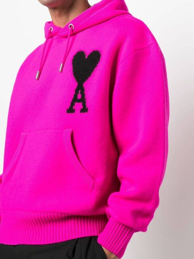 AMI Paris Gebreide hoodie Roze