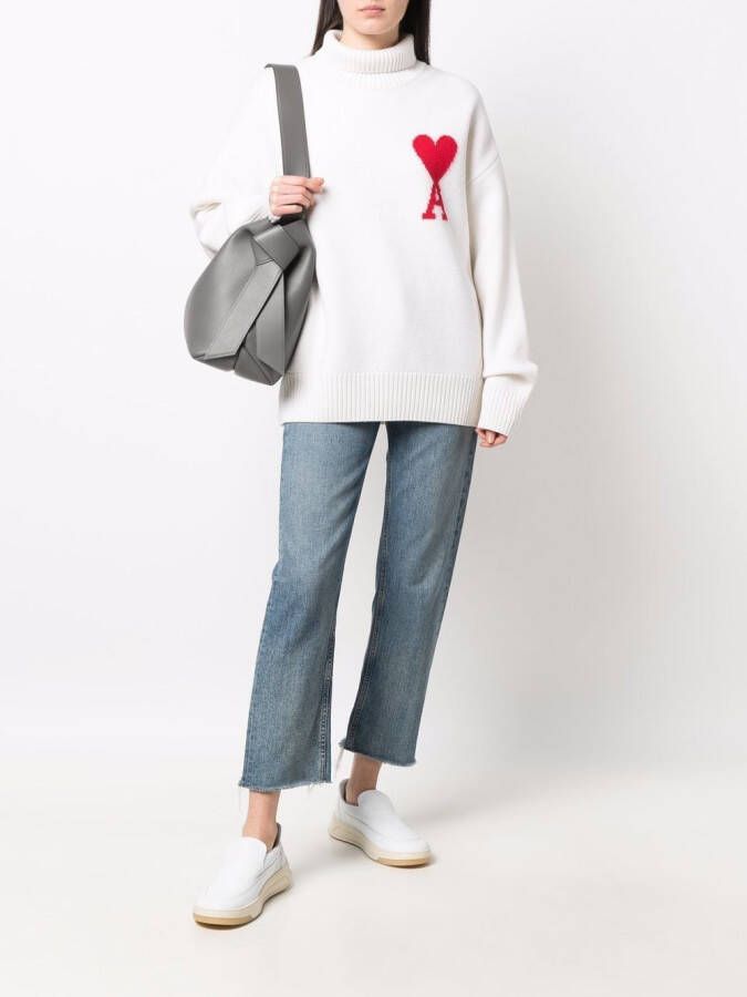 AMI Paris Gestreepte coltrui Wit