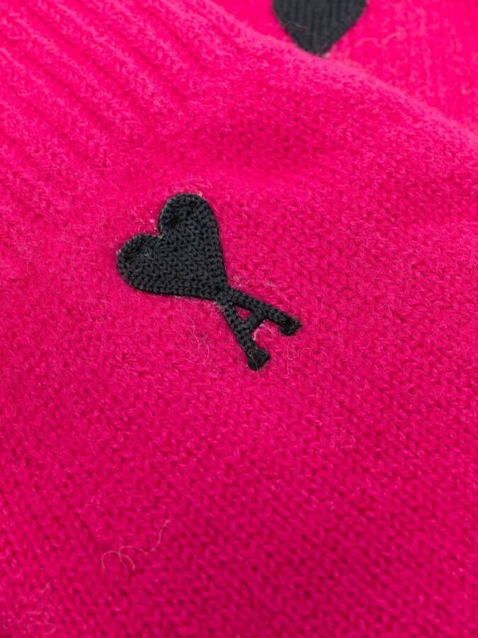AMI Paris Handschoenen met geborduurd logo Roze