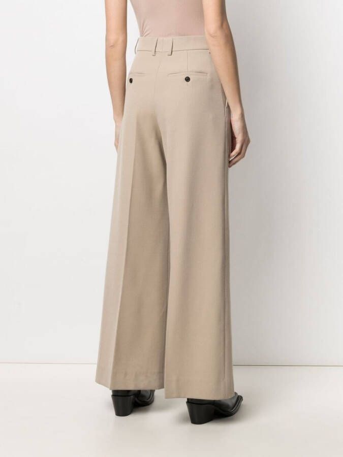 AMI Paris High waist palazzo broek Beige