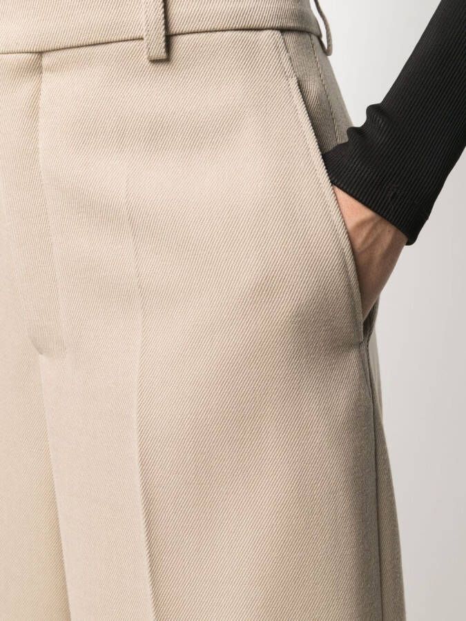 AMI Paris High waist palazzo broek Beige