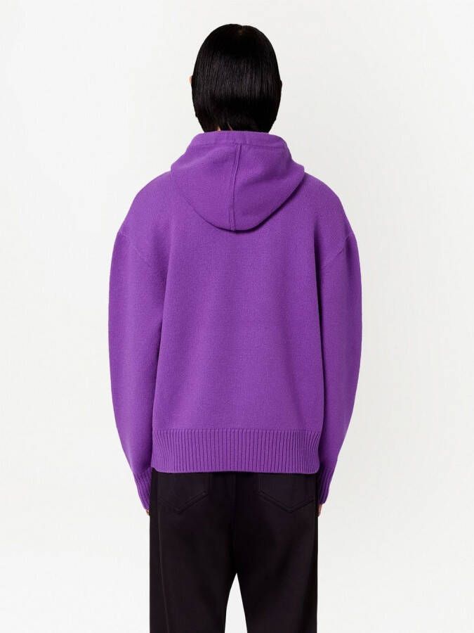 AMI Paris Hoodie met intarsia logo Paars
