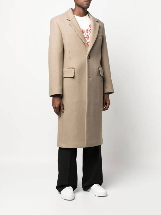 AMI Paris Jas met enkele rij knopen Beige
