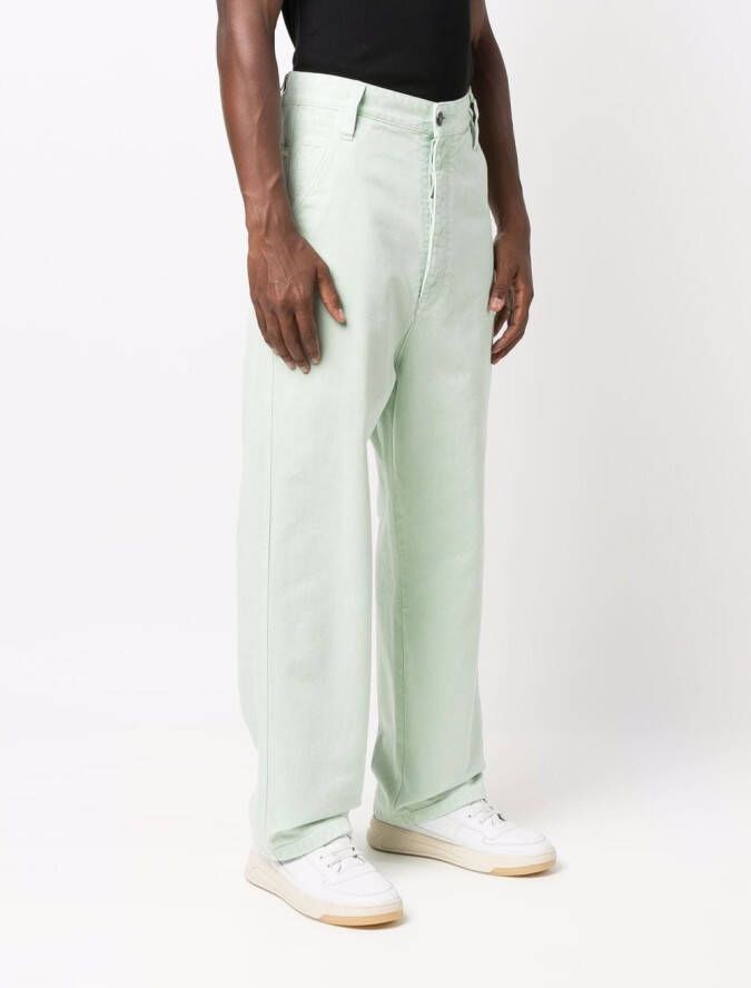AMI Paris Jeans met wijde pijpen Groen