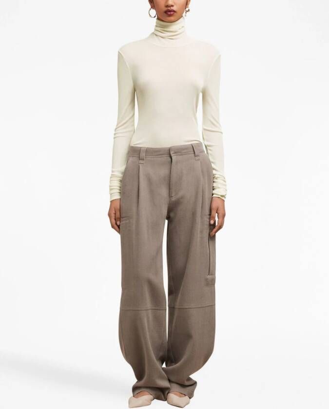 AMI Paris Geribbelde coltrui Beige