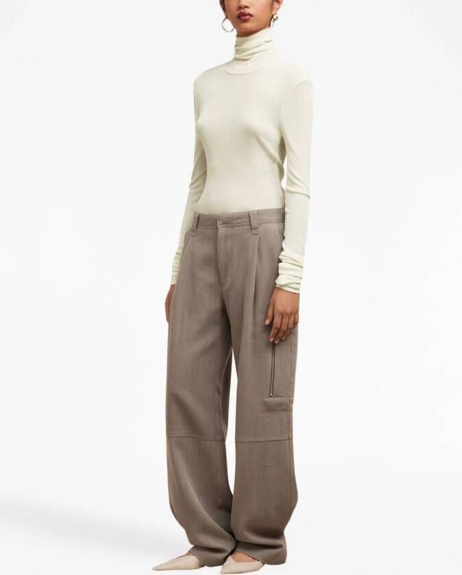 AMI Paris Geribbelde coltrui Beige