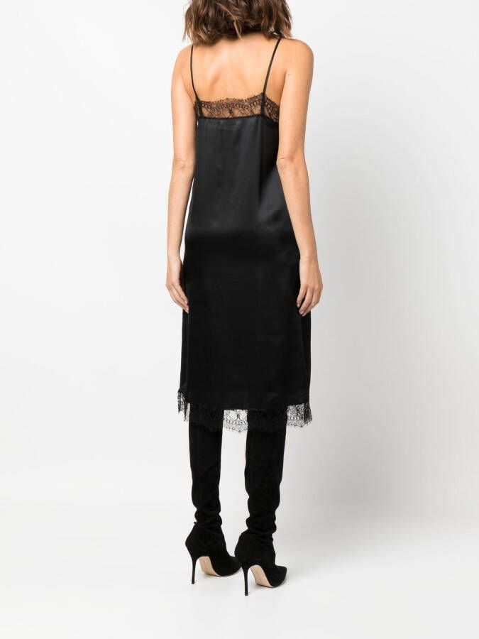 AMI Paris Midi-jurk met kanten afwerking Zwart