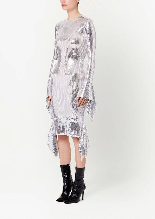 AMI Paris Midi-jurk verfraaid met pailletten Zilver