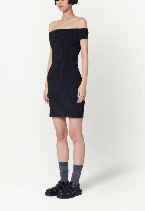 AMI Paris Off-shoulder mini-jurk Zwart