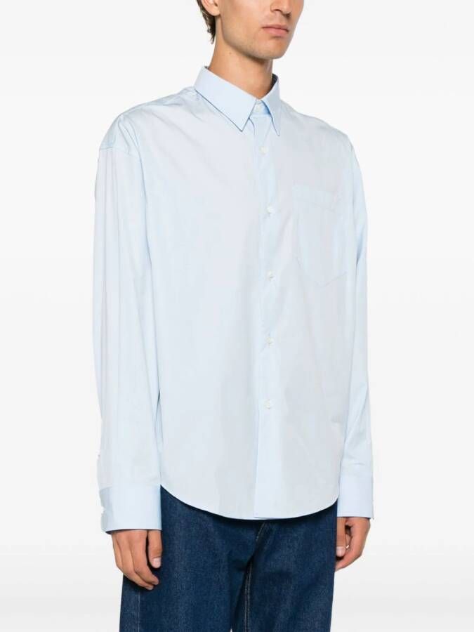 AMI Paris Overhemd met borduurwerk Blauw