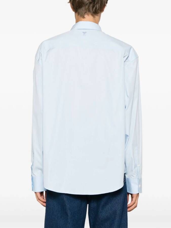 AMI Paris Overhemd met borduurwerk Blauw