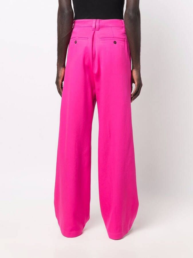AMI Paris Pantalon met wijde pijpen Roze