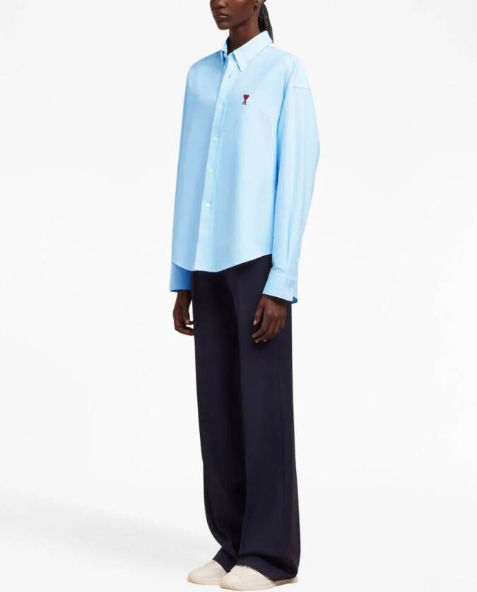 AMI Paris Overhemd met geborduurd logo Blauw
