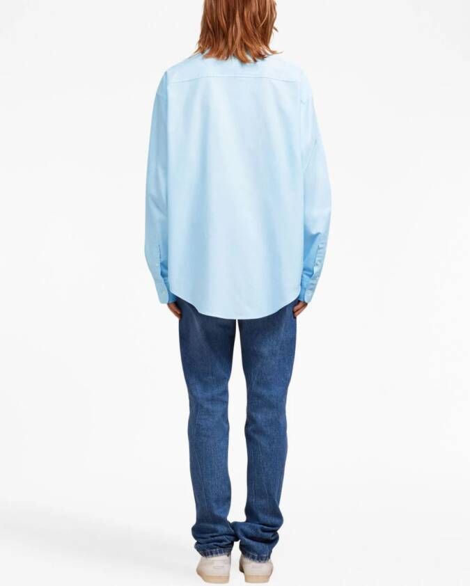 AMI Paris Overhemd met geborduurd logo Blauw