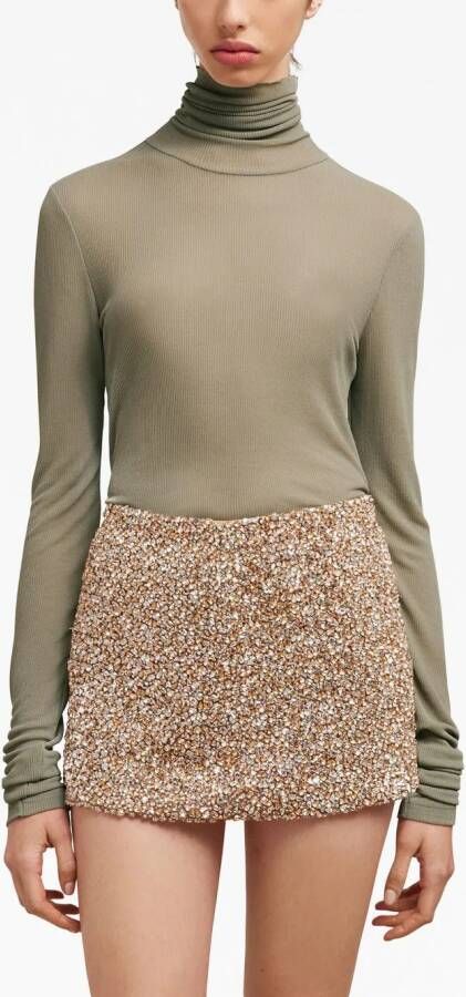 AMI Paris Geribbelde coltrui Beige