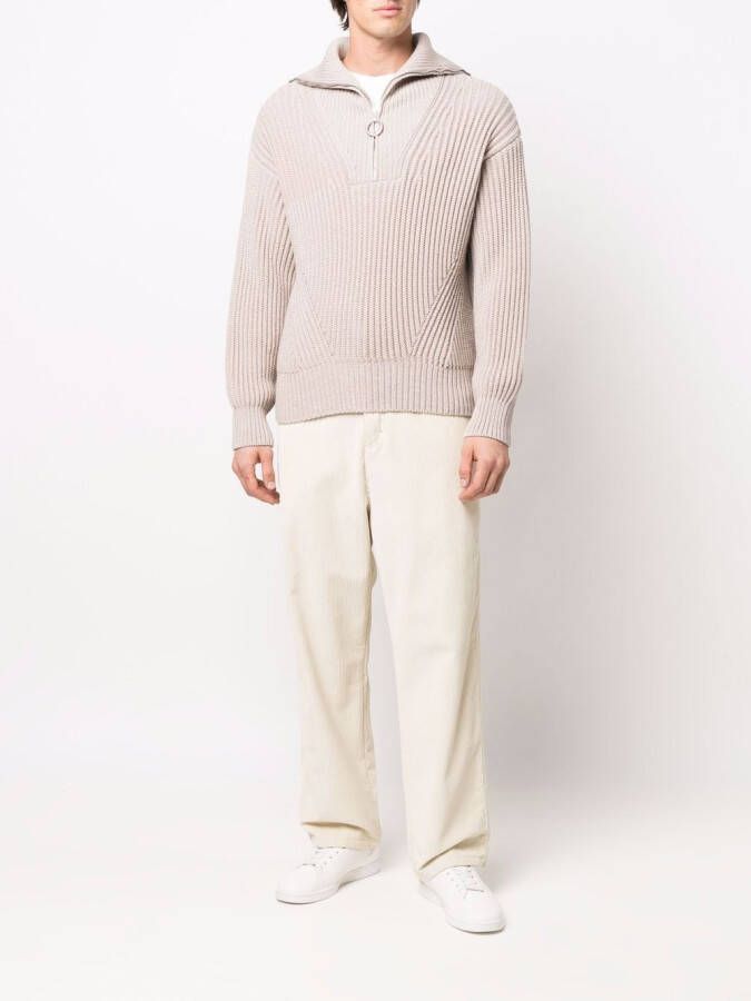 AMI Paris Ribgebreide sweater Beige