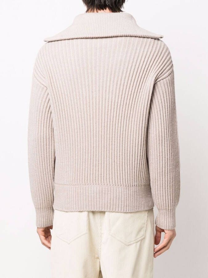 AMI Paris Ribgebreide sweater Beige