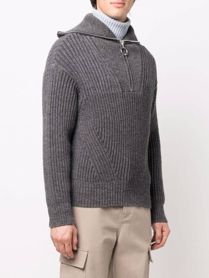 AMI Paris Ribgebreide sweater Grijs