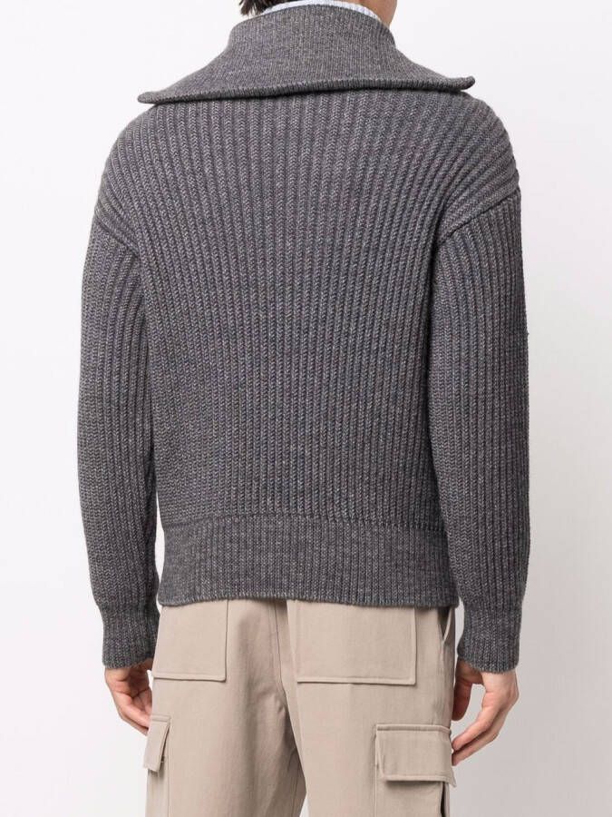 AMI Paris Ribgebreide sweater Grijs