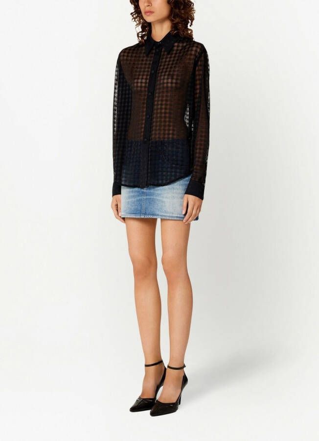 AMI Paris Semi-doorzichtige blouse Zwart