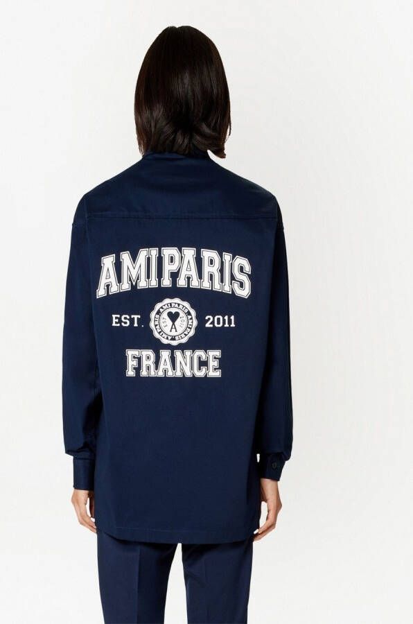 AMI Paris Overhemd met logoprint Blauw