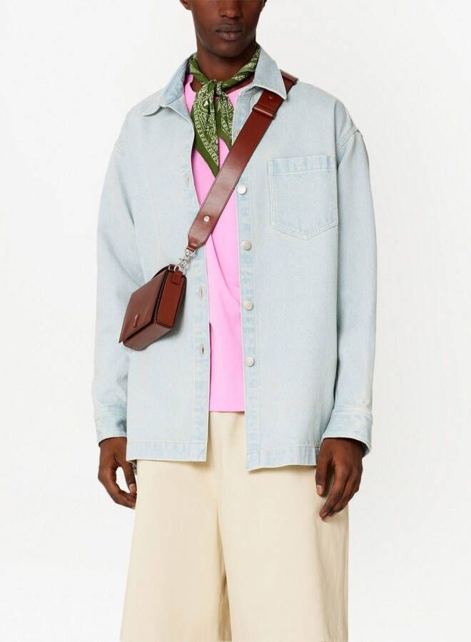 AMI Paris Shirtjack met logoprint Blauw
