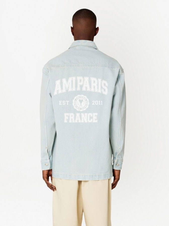 AMI Paris Shirtjack met logoprint Blauw