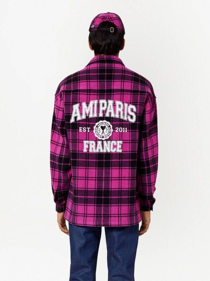 AMI Paris Shirtjack met logoprint Roze