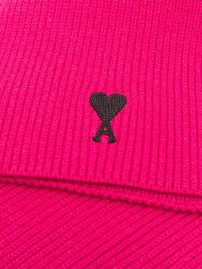 AMI Paris Sjaal met logo Roze