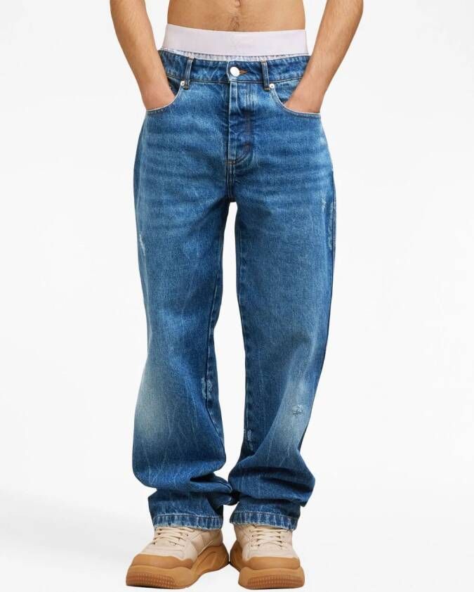 AMI Paris Low-rise straight jeans Blauw