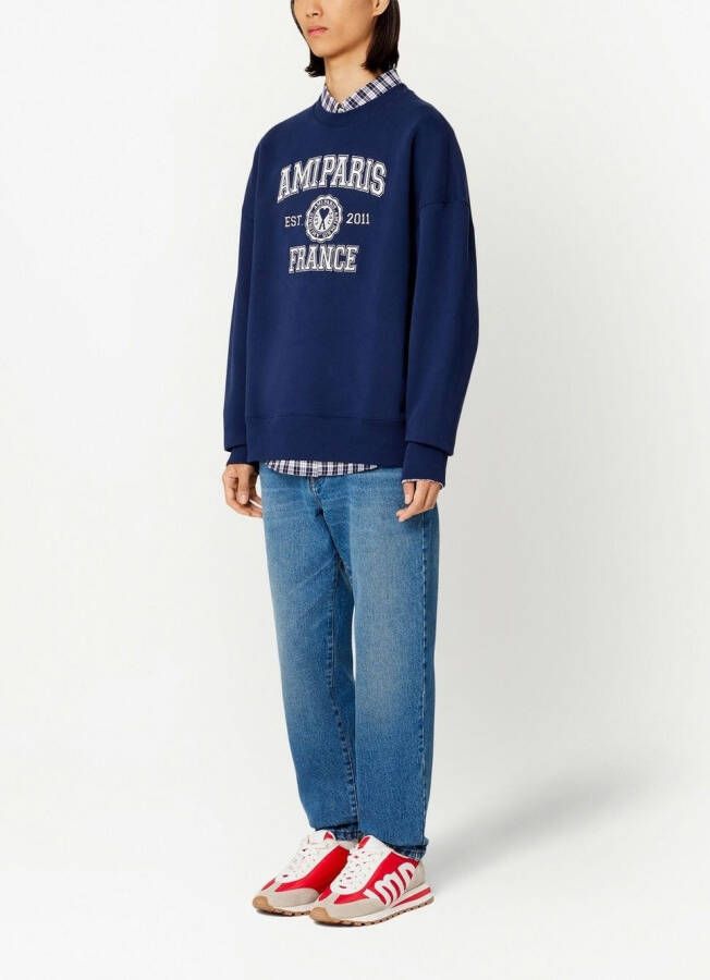 AMI Paris Sweater met geborduurd logo Blauw