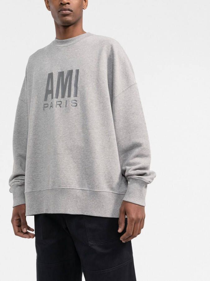 AMI Paris Sweater met geborduurd logo Grijs
