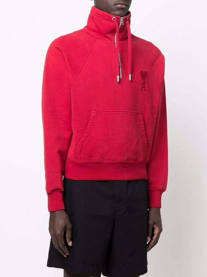 AMI Paris Sweater met halve rits Rood