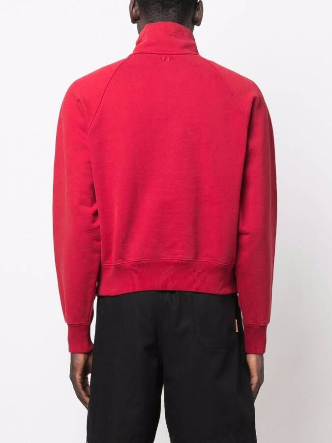 AMI Paris Sweater met halve rits Rood