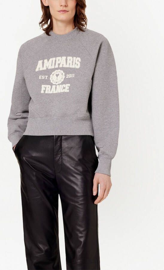AMI Paris Sweater met logoprint Grijs