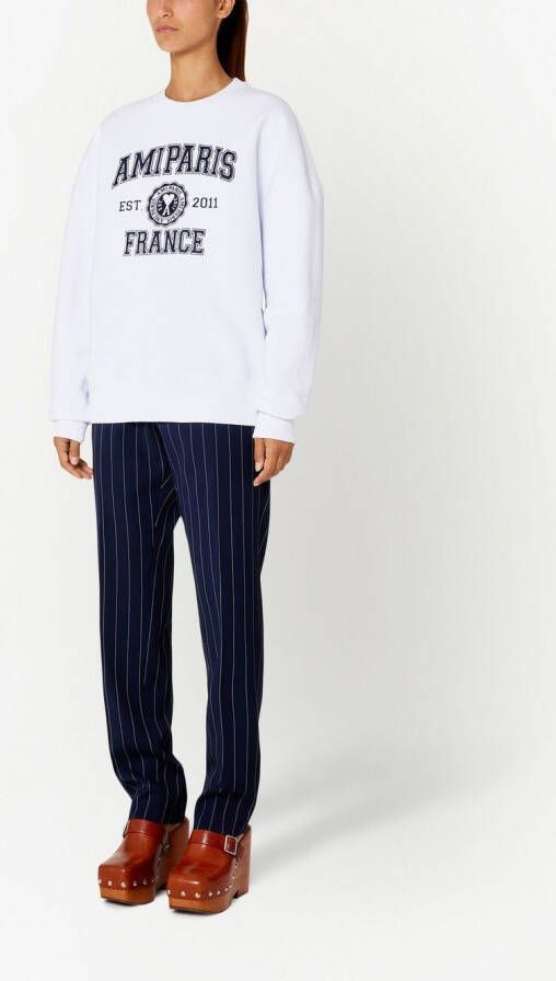 AMI Paris Sweater met print Wit