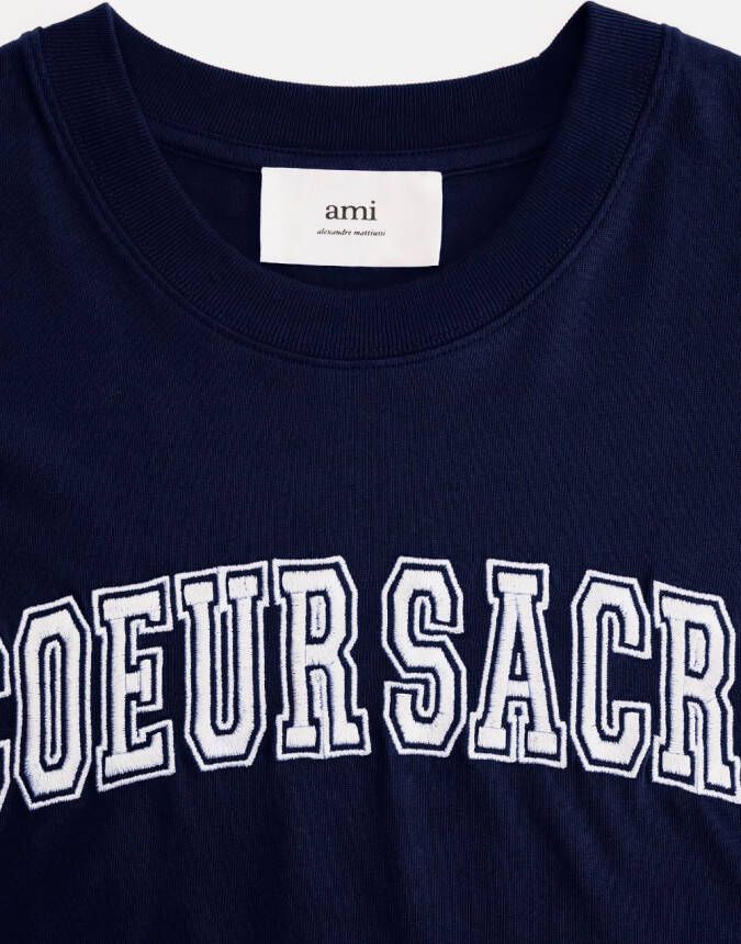 AMI Paris T-shirt met borduurwerk Blauw
