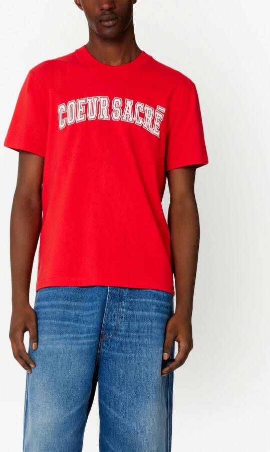 AMI Paris T-shirt met geborduurd logo Rood